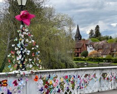knitted buterflies on Whitchurch Bridge